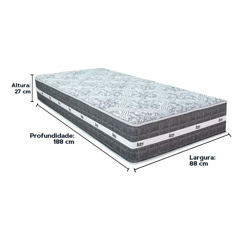 Cama Box Branco E Colchão Black Graphite Molas Ensacadas Solteiro 88x188x27 Anjos - 4