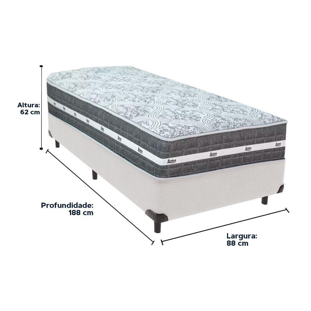 Cama Box Branco E Colchão Black Graphite Molas Ensacadas Solteiro 88x188x27 Anjos - 6