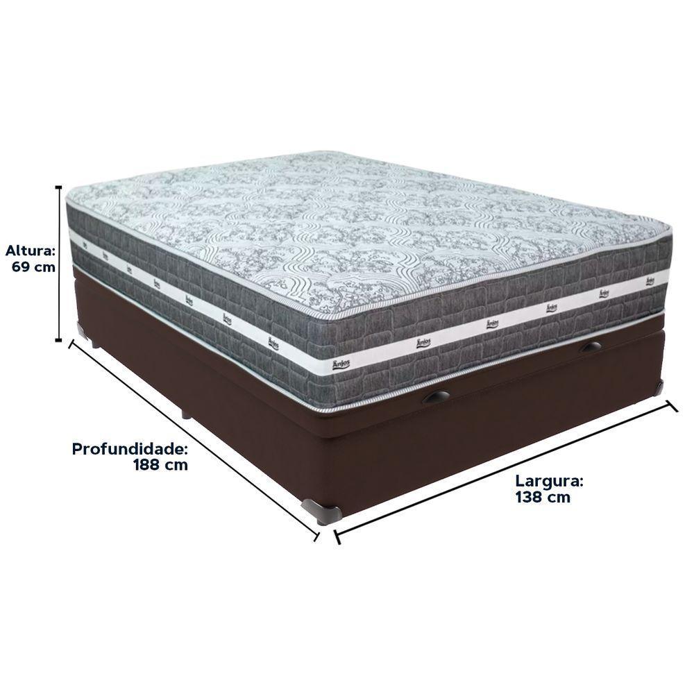 Cama Box Baú Marrom E Colchão Black Graphite Molas Ensacadas Casal 138x188x32 Anjos - 6