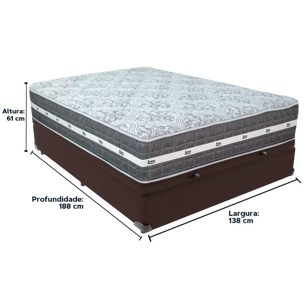 Cama Box Baú Marrom E Colchão Black Graphite Molas Ensacadas Casal Anjos - 6