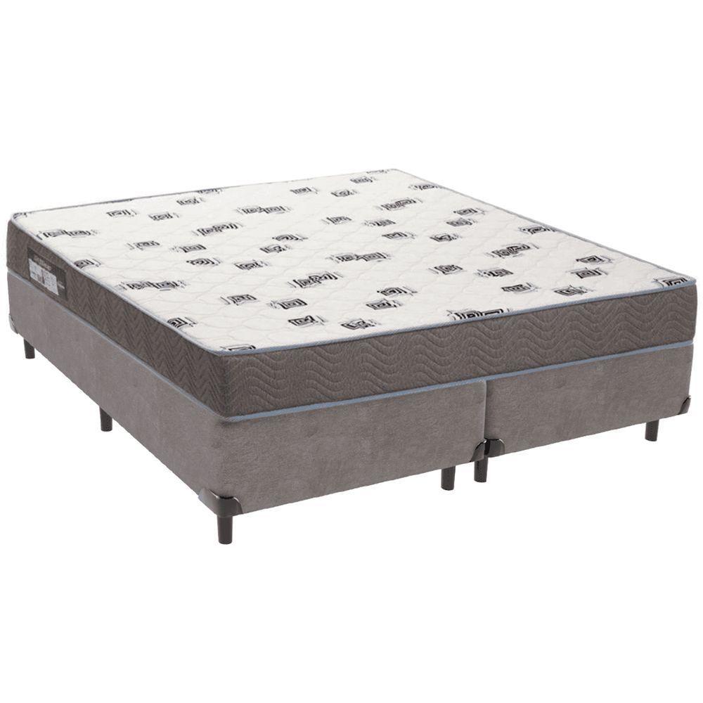 Cama Box Cinza E Colchão Light Espuma D33 Queen Ortobom - 1