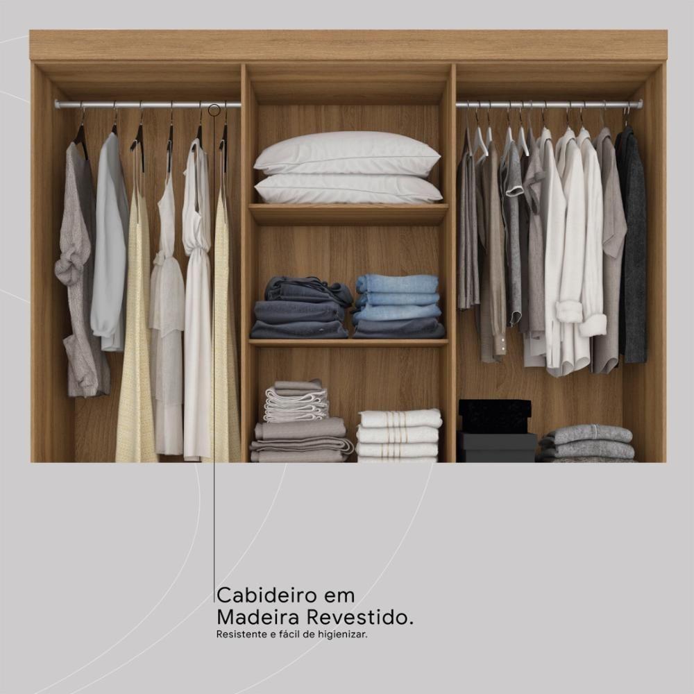 Guarda Roupa Casal 10 Portas Com Espelho E 3 Gavetas New Murano Amêndola Touch-off Whit - 7