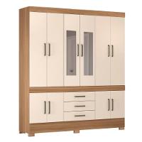 Guarda Roupa Casal 10 Portas Com Espelho E 3 Gavetas New Murano Amêndola Touch-off Whit - 1