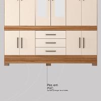 Guarda Roupa Casal 10 Portas Com Espelho E 3 Gavetas New Murano Amêndola Touch-off Whit - 8