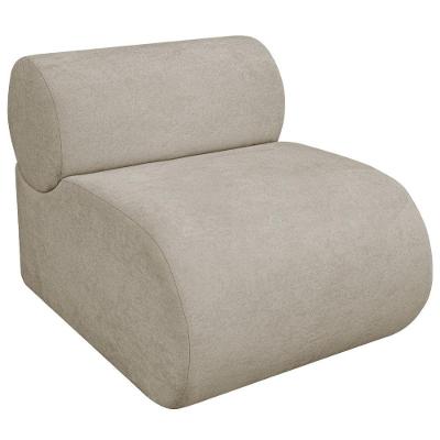 Poltrona Decorativa Orgânica Escritório Recepção Sala Virgínia Linho Amarena Móveis Bege