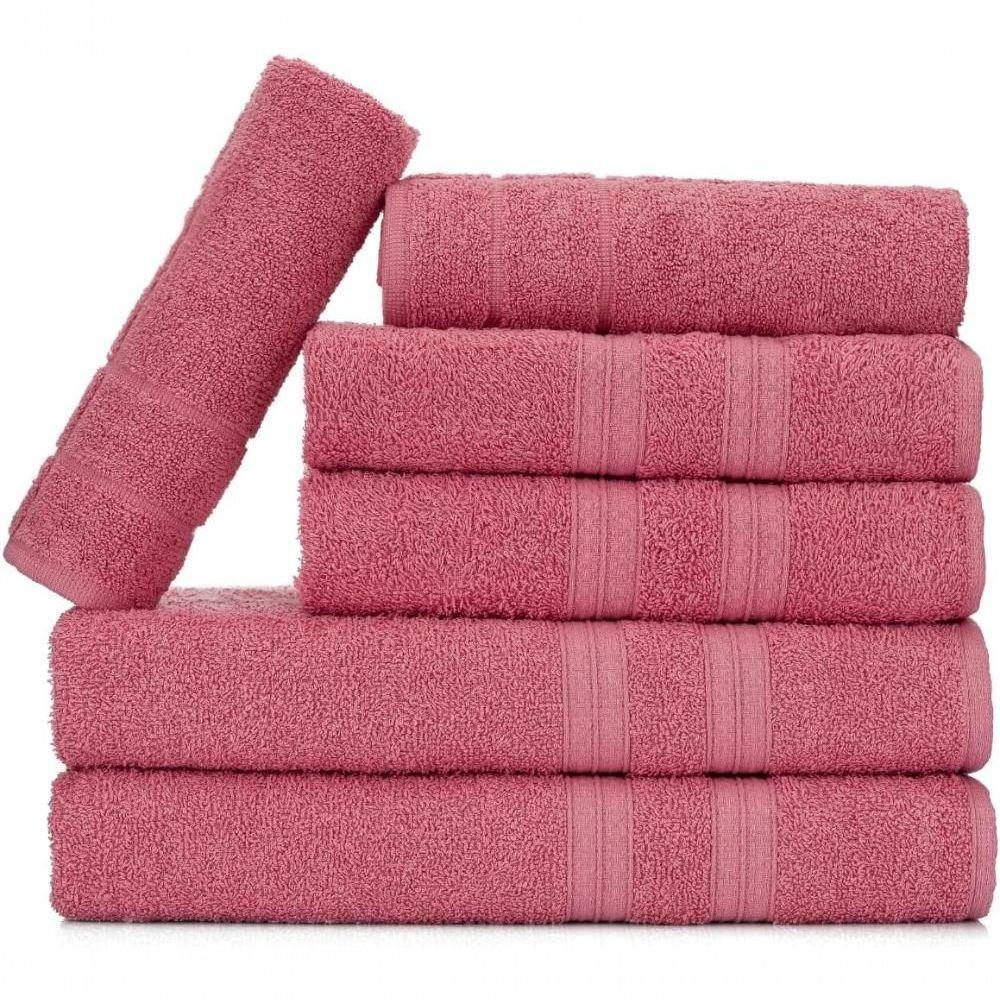 Jogo De Toalhas Gigante Itália Soft 2 Banhão + 2 Rosto + 2 Tapete Luxo 100% Algodão Rosê - 1