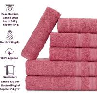 Jogo De Toalhas Gigante Itália Soft 2 Banhão + 2 Rosto + 2 Tapete Luxo 100% Algodão Rosê