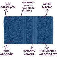 Jogo De Toalhas Gigante Itália Soft 2 Banhão + 2 Rosto + 2 Tapete Luxo 100% Algodão Azul - 3