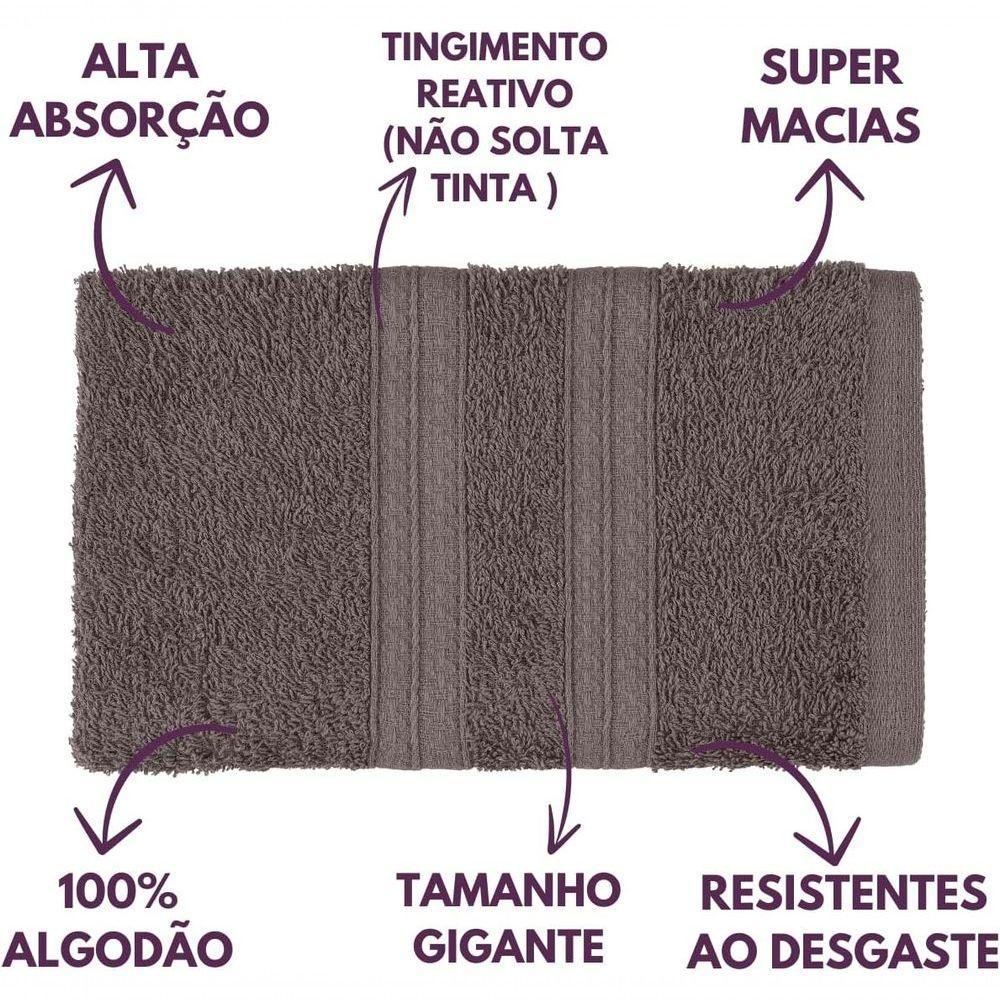 Toalhas De Banho 4 Peças 100% Algodão Alta Absorção 2 Banho + 2 Rosto Padrão Hotel pousada Cinza - 4