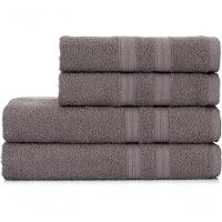 Toalhas De Banho 4 Peças 100% Algodão Alta Absorção 2 Banho + 2 Rosto Padrão Hotel pousada Cinza - 1