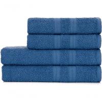 Toalhas De Banho 4 Peças 100% Algodão Alta Absorção 2 Banho + 2 Rosto Padrão Hotel pousada Azul - 1