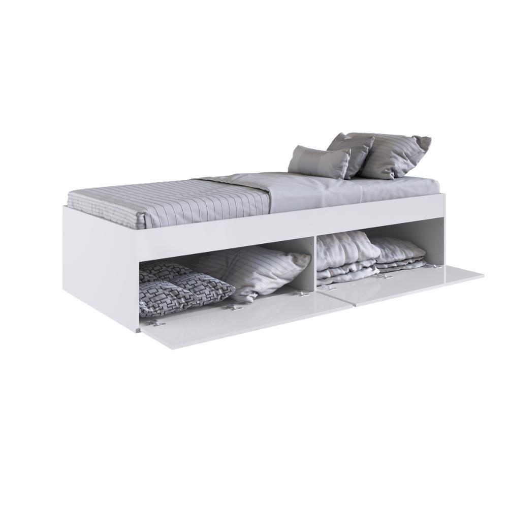 Quarto Juvenil Com Cama, Guarda Roupas E Mesa De Cabeceira 80 Tókio Branco - 3