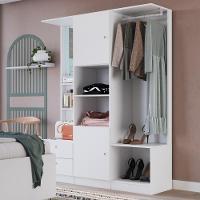 Quarto Juvenil Com Cama, Guarda Roupas E Mesa De Cabeceira 80 Tókio Branco - 2