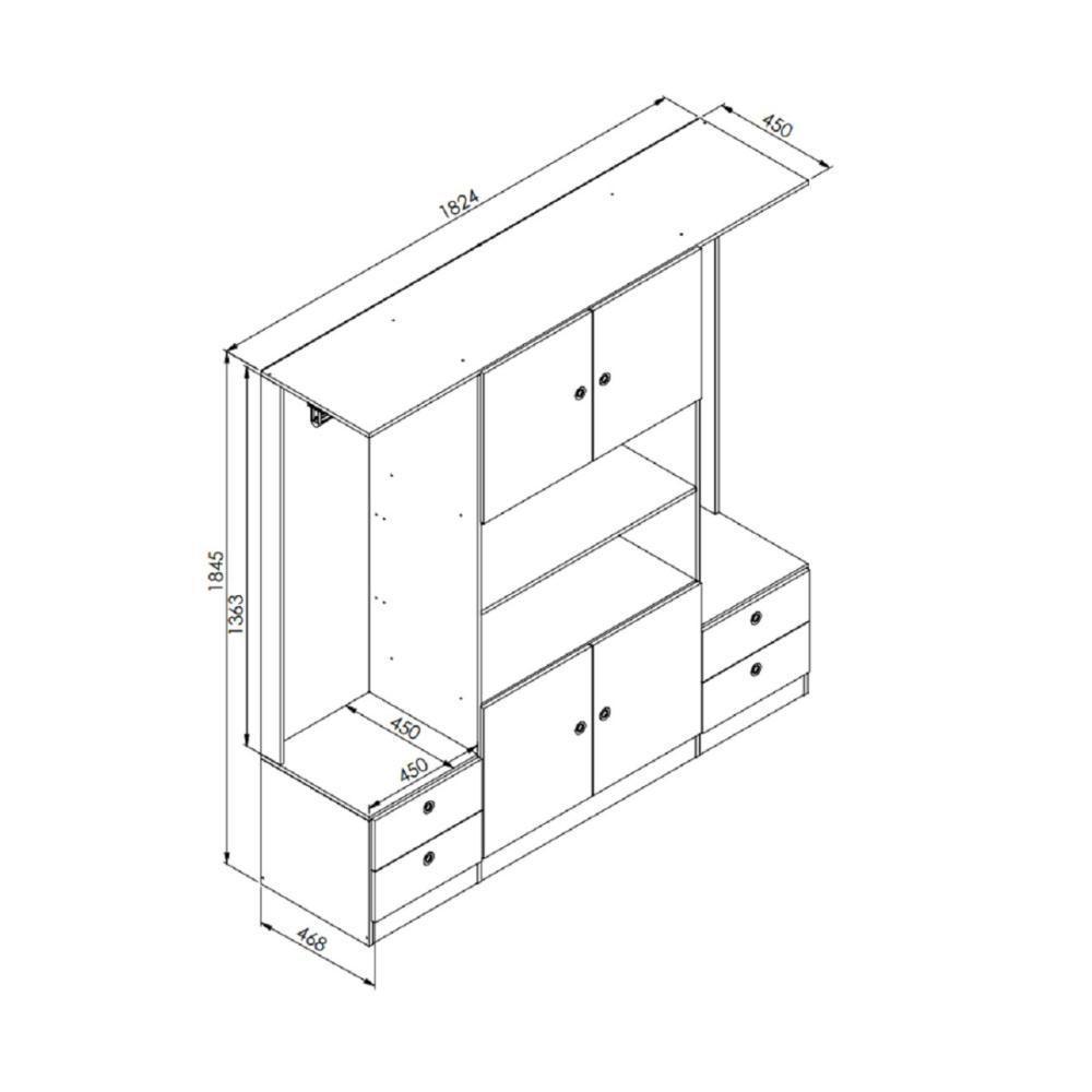 Quarto Casal Com Cama Queen, Guarda Roupas E Mesas De Cabeceira 160 Tókio Montana - 5