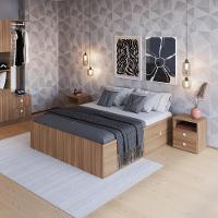 Quarto Casal Com Cama Queen, Guarda Roupas E Mesas De Cabeceira 160 Tókio Montana - 1