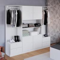 Quarto Casal Com Cama Queen, Guarda Roupas E Mesas De Cabeceira 160 Tókio Branco - 2