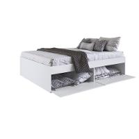 Quarto Casal Com Cama Queen, Guarda Roupas E Mesas De Cabeceira 160 Tókio Branco - 3