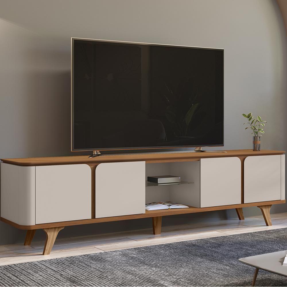 Rack Bancada Para Tv 60 Pol 217 Cm 11097 Cedro Off White Dcasa Cedro Off White - 2