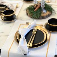 Prato Sobremesa Em Porcelana Dubai 21cm Wolff Preto E Dourado - 3