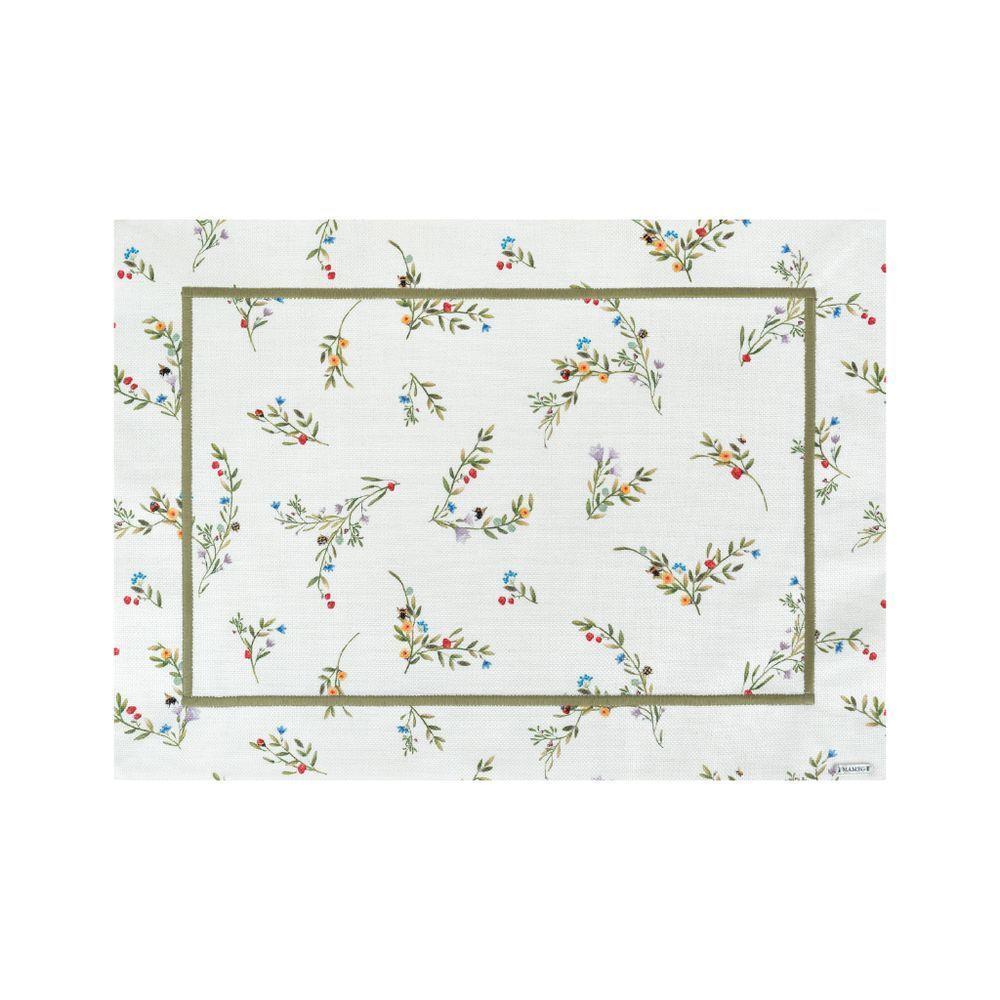 Lugar Americano Retângular Em Tecido Linhão Estampado 50x36cm Mameg Flora - 1