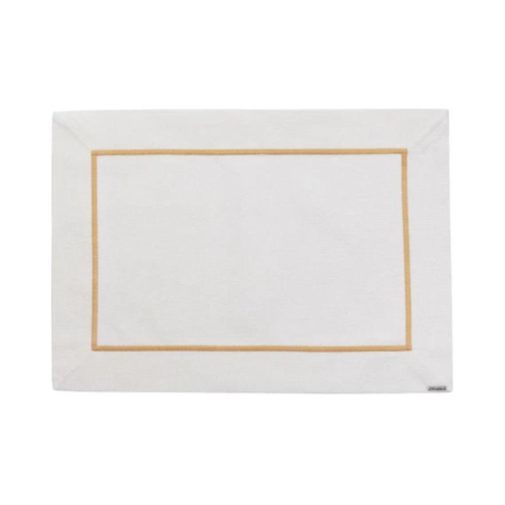 Lugar Americano Retângular Em Poliéster Select 50x36cm Mameg Off White Dourado - 1