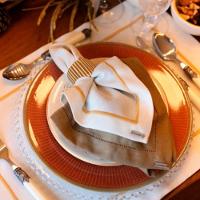 Lugar Americano Retângular Em Poliéster Select 50x36cm Mameg Off White Dourado - 2