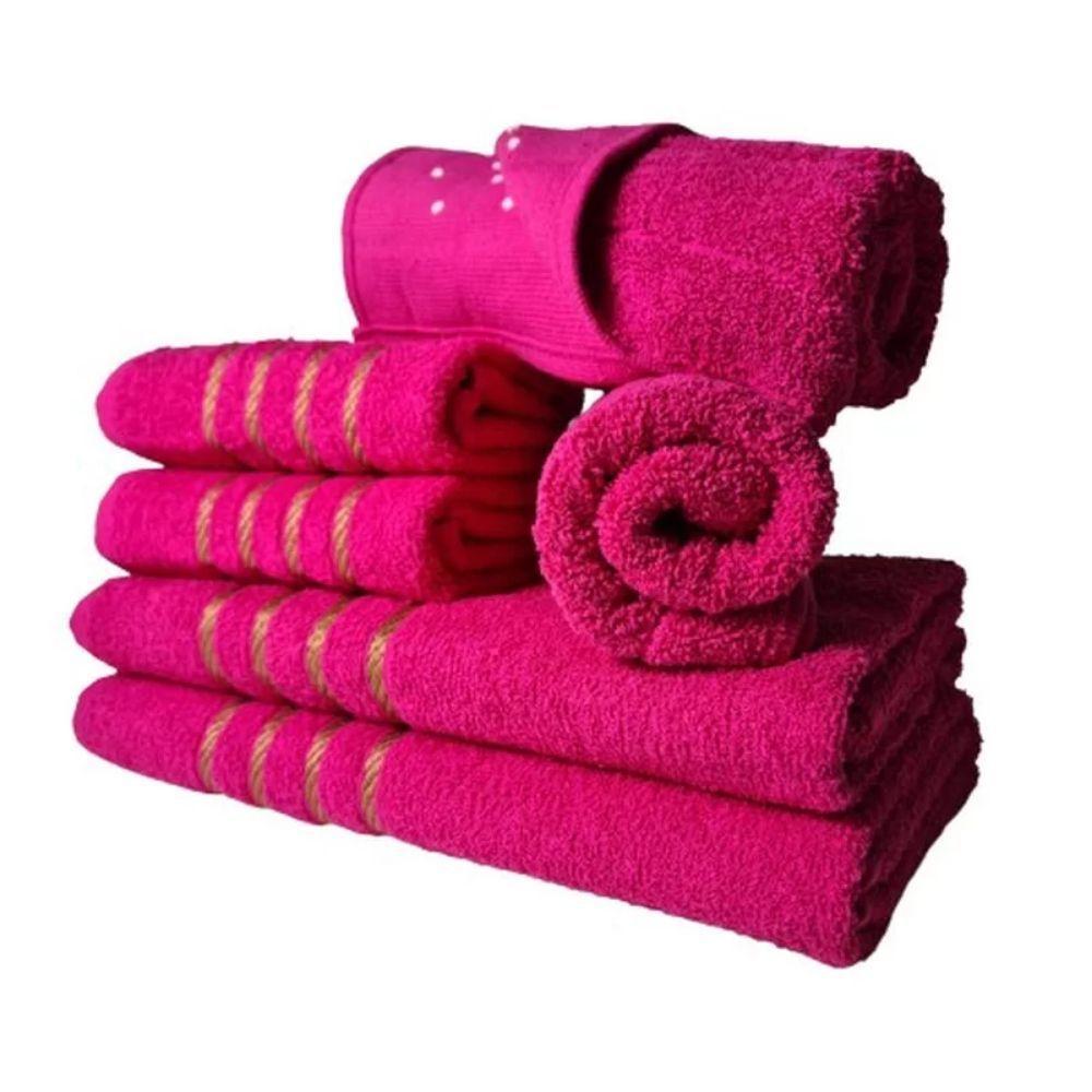 Jogo De Toalha 2 Banho 2 Rosto 2 Pisos Luxo Montreal Rosa - 1