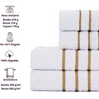 Jogo De Toalha 2 Banho + 2 Rosto Montreal 100% Algodão Alta Absorção Branco