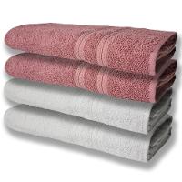 4 Toalhas Super Felpudas Grande E Grossa Algodão 80x150 Itália Soft Beka Branco rosê - 1