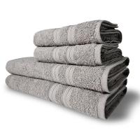 Jogo De Toalhas Itália Soft 4 Pçs 2 Banho E 2 Rosto 430g m² 100% Algodão Cinza - 1