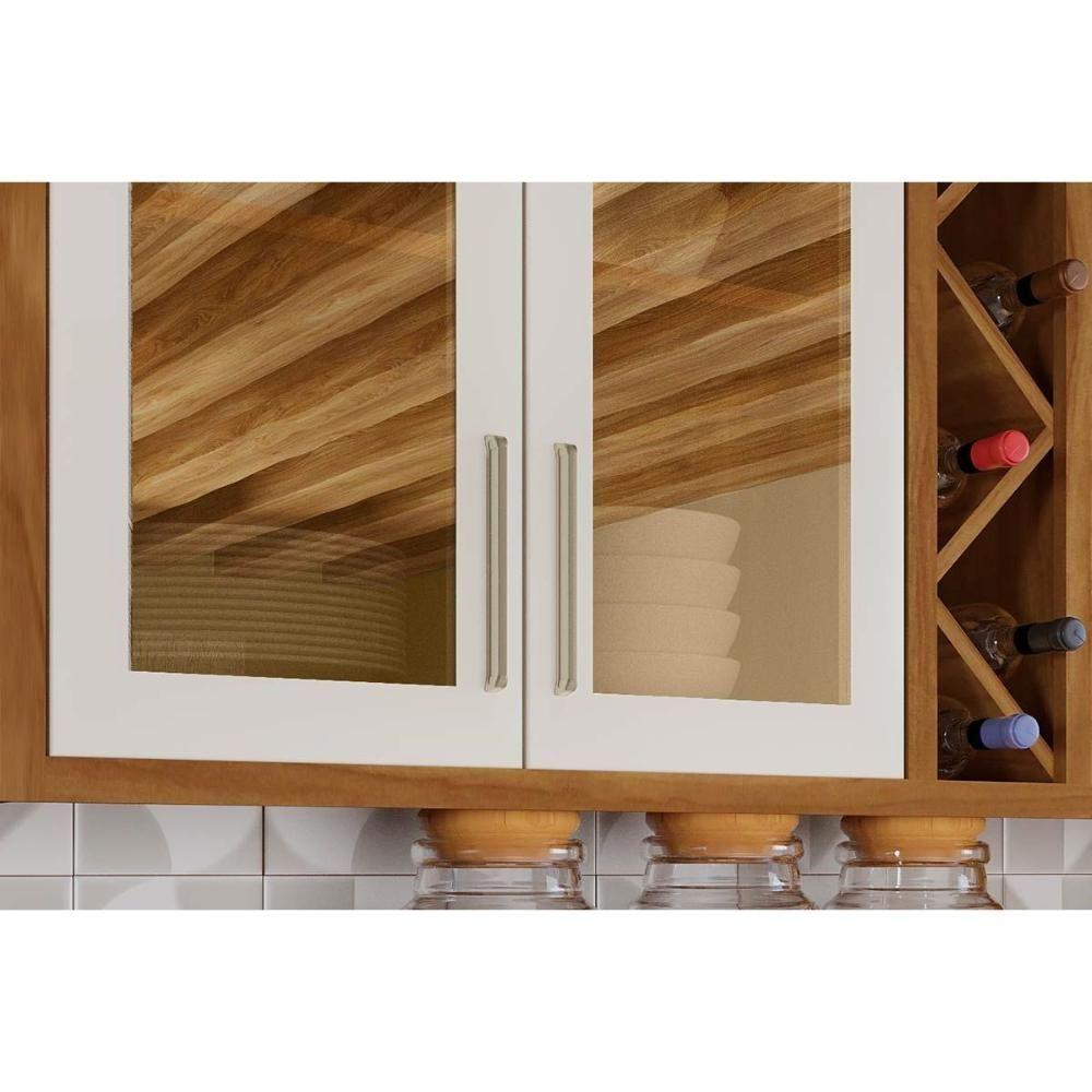 Armário De Cozinha Modulado Tempranillo C/ 3 Portas Vidro Reflecta 120cm Amendoa/off White - Ronipa - 3