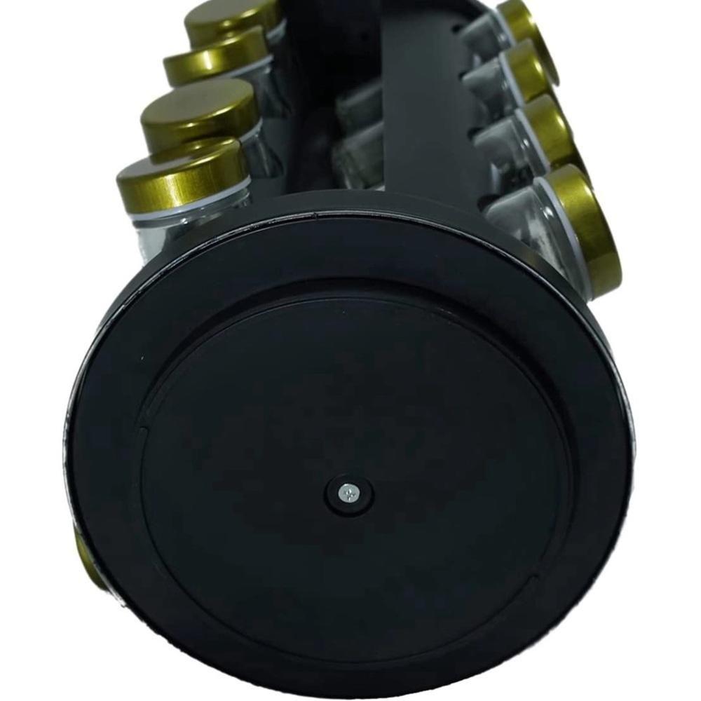 Porta Temperos Giratorio Carrossel Inox Preto Dourado 20 Potes Condimentos - 3