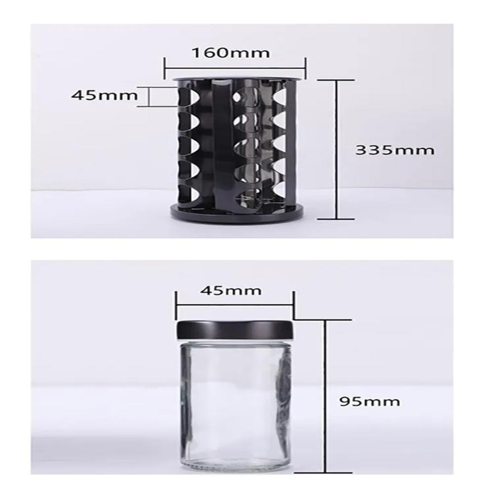 Porta Temperos Giratorio Carrossel Inox Preto Dourado 20 Potes Condimentos - 6