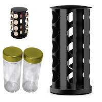 Porta Temperos Giratorio Carrossel Inox Preto Dourado 20 Potes Condimentos - 1