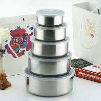 Kit 5 Potes Tigelas Inox Guarda Alimento Bowl Saladeira Jogo Vasilha Com Tampa - 5