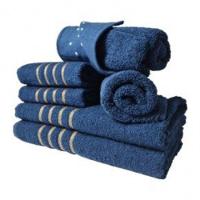 Jogo De Toalhas 2 Banho 2 Rosto 2 Piso - 6 Pçs Montreal 100% Algodão - Azul Escuro - 1