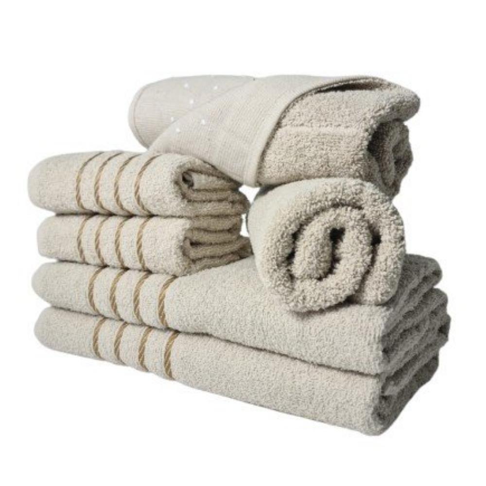 Jogo De Toalhas 2 Banho 2 Rosto 2 Piso - 6 Pçs Montreal 100% Algodão - Bege - 1