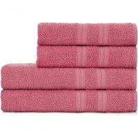 Jogo De Toalhas De Banho 4 Peças 100% Algodão Alta Absorção (2 Banho + 2 Rosto ) Padrão Rosê - 1
