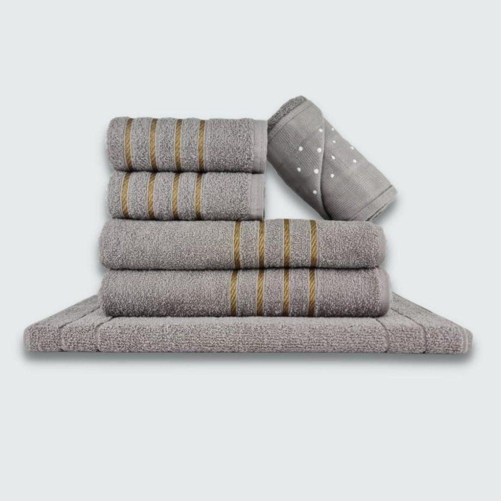 Jogo De Toalha 6 Peças Coleção Montreal 100% Algodão Cinza - 1