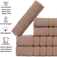 Jogo De Toalha Montreal 2 Banhão + 2 Rosto + 2 Tapete Piso Luxuoso 100% Algodão Camurça - 4