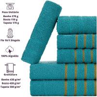 Jogo De Toalha Montreal 2 Banhão + 2 Rosto + 2 Tapete Piso Luxuoso 100% Algodão Verde Claro - 4