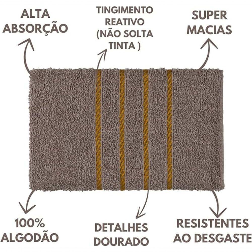 Jogo De Toalhas 6 Pçs 2 Banho 2 Rosto 2 Piso Montreal 100% Algodão Cinza - 3