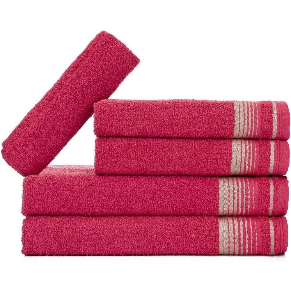 Jogo De Toalhas Luxury Soft Beka 360 G m² 2 Banho + 2 Rosto + 1 Piso Luxo Cereja - 1