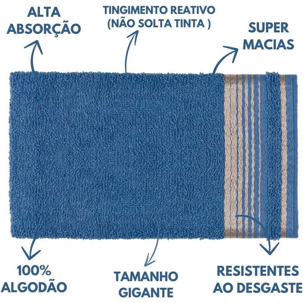 Jogo De Toalhas Luxury Soft Beka 360 G m² 2 Banho + 2 Rosto + 1 Piso Luxo Azul - 4