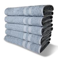 Kit Com 6 Toalhas Banho 430g m² Grande Grossa 80x150cm Itália Soft Azul Claro - 1