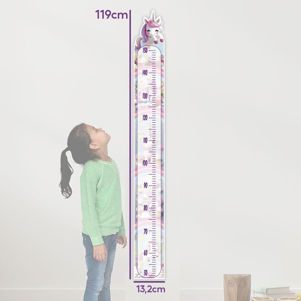Adesivo Parede Régua Crescimento Unicórnio Arco Iris Cupcake - 5