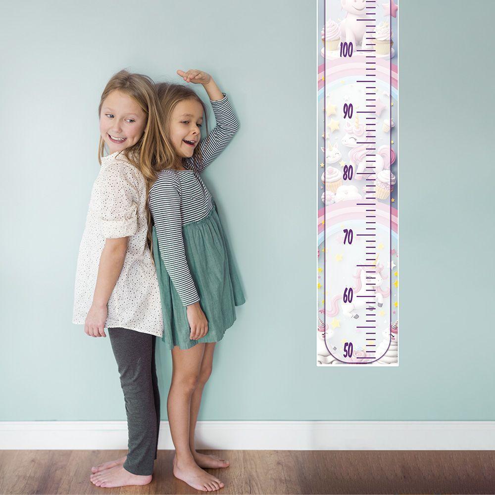 Adesivo Parede Régua Crescimento Unicórnio Arco Iris Cupcake - 6