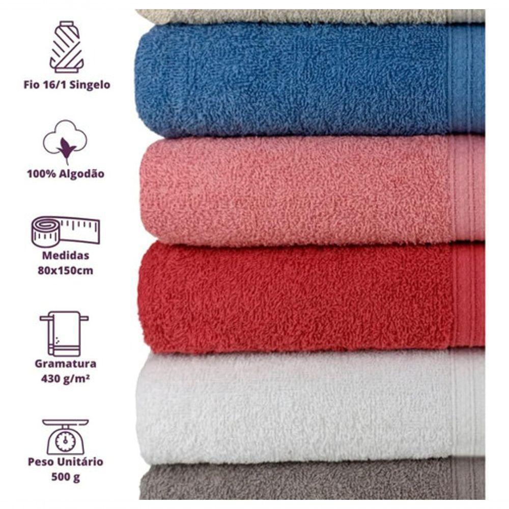 Kit 5 Toalhas Super Grossa Felpuda E Macia 80x150cm Beka Cereja - 4