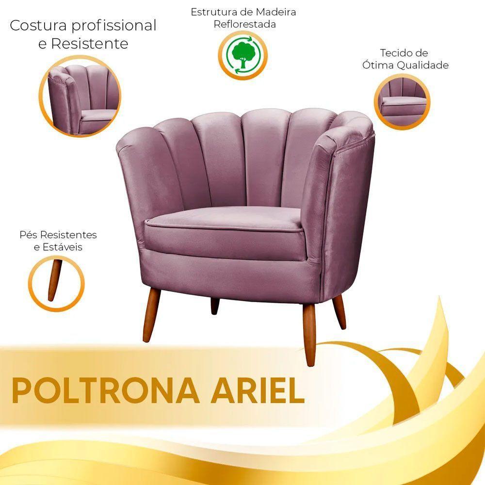 Kit 2 Poltronas Decorativa Ariel Petala Veludo Lilás - 2