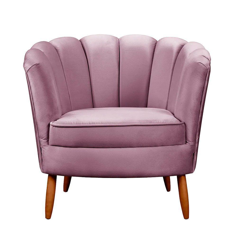 Kit 2 Poltronas Decorativa Ariel Petala Veludo Lilás - 3